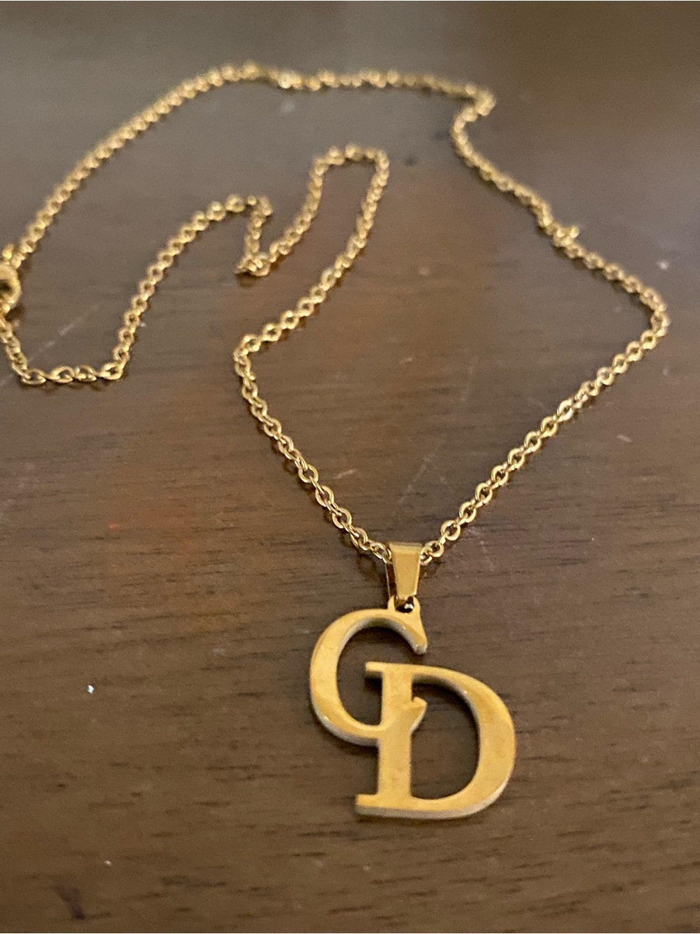Gold color Letter 'CD’Pendant Necklace - Elegant Gold-color (stainless steel)